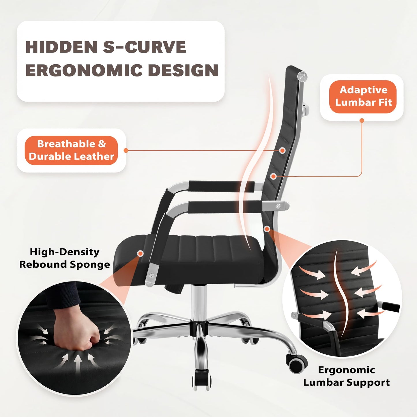 Mid-Back Leather Conference Chair Set