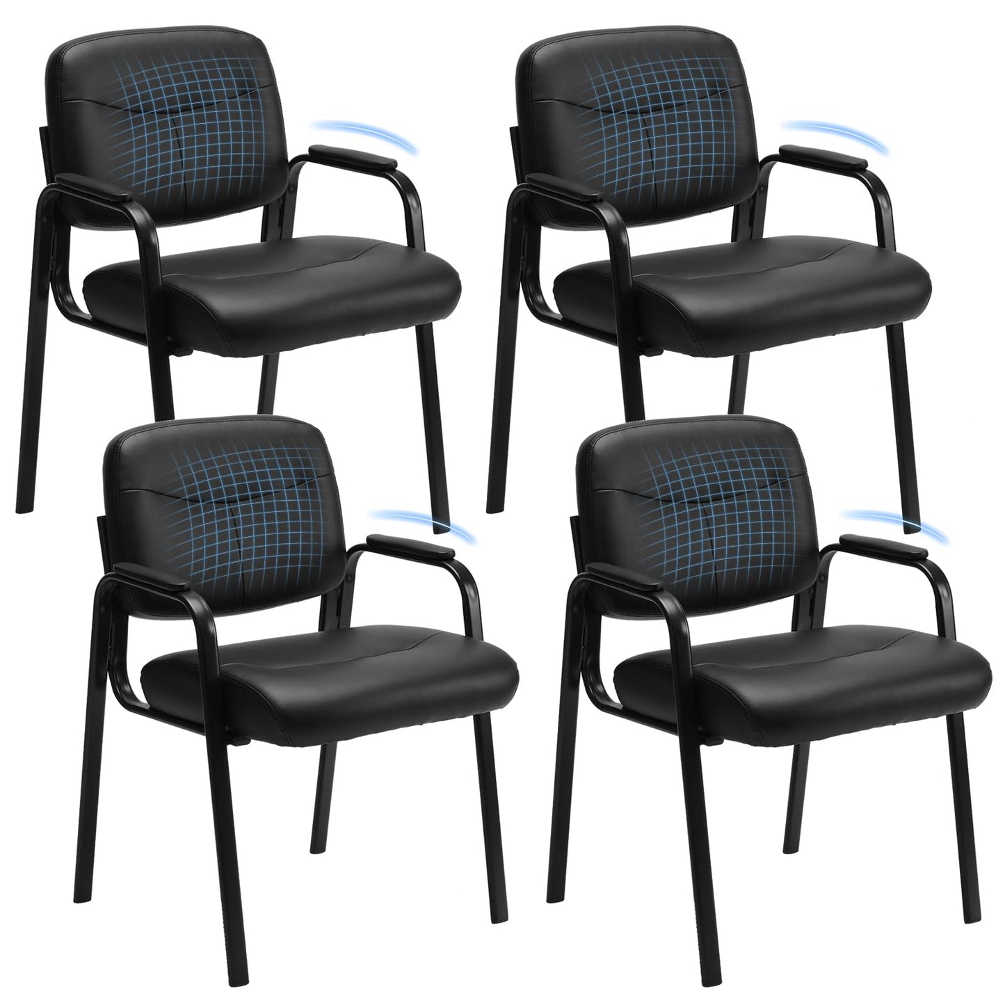 Leather Reception Guest Chair with Padded Arms