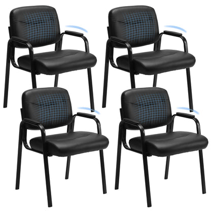 Leather Reception Guest Chair with Padded Arms