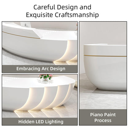 Modern Reception Desk with Curved Counter Design