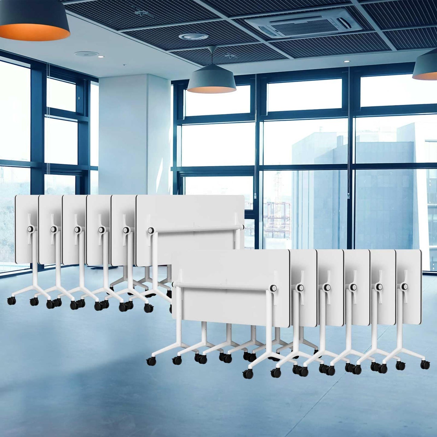 Modular Mobile Conference Table with Flip Top