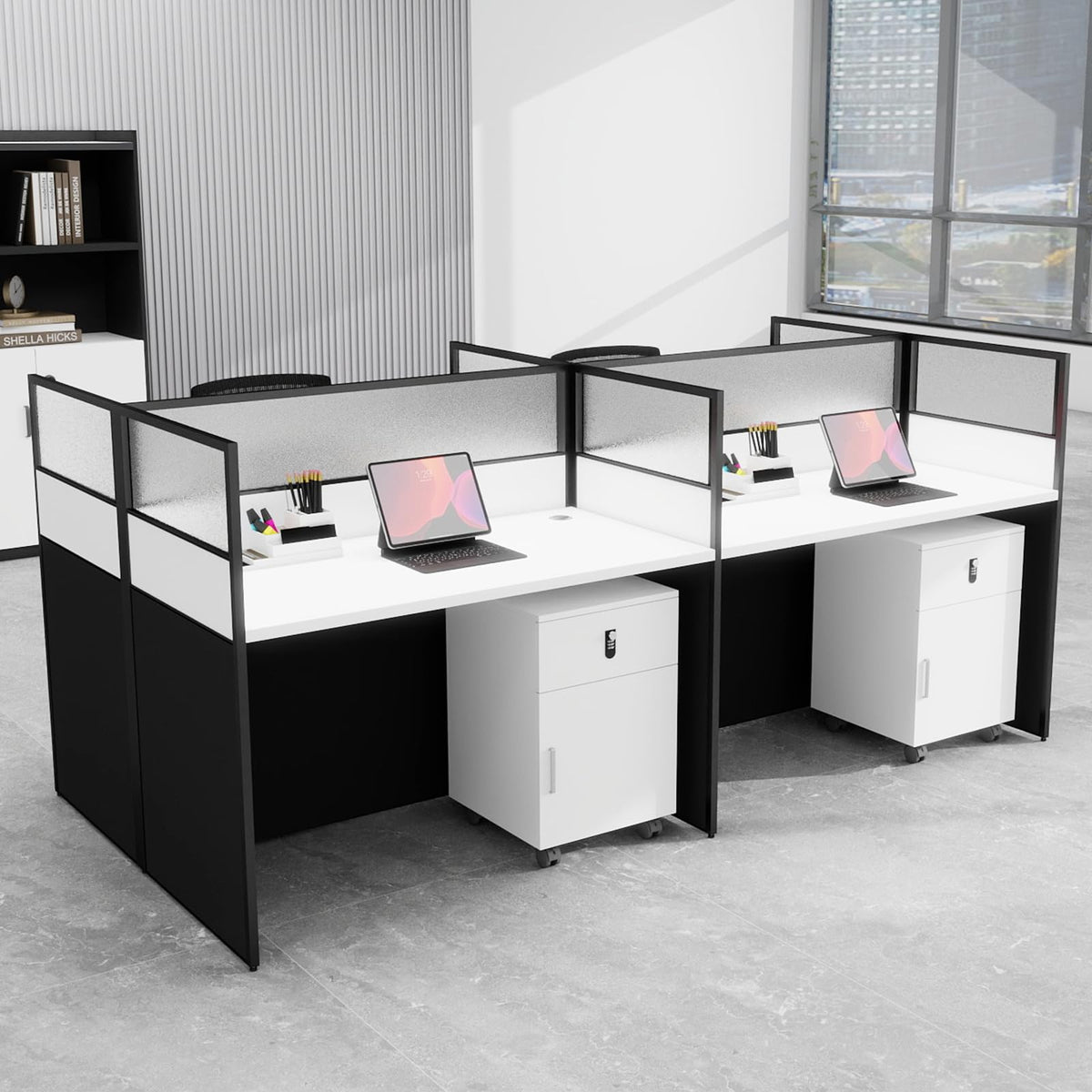 Office Cubicle Workstation with Privacy Panels