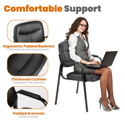 Leather Reception Guest Chair with Padded Arms