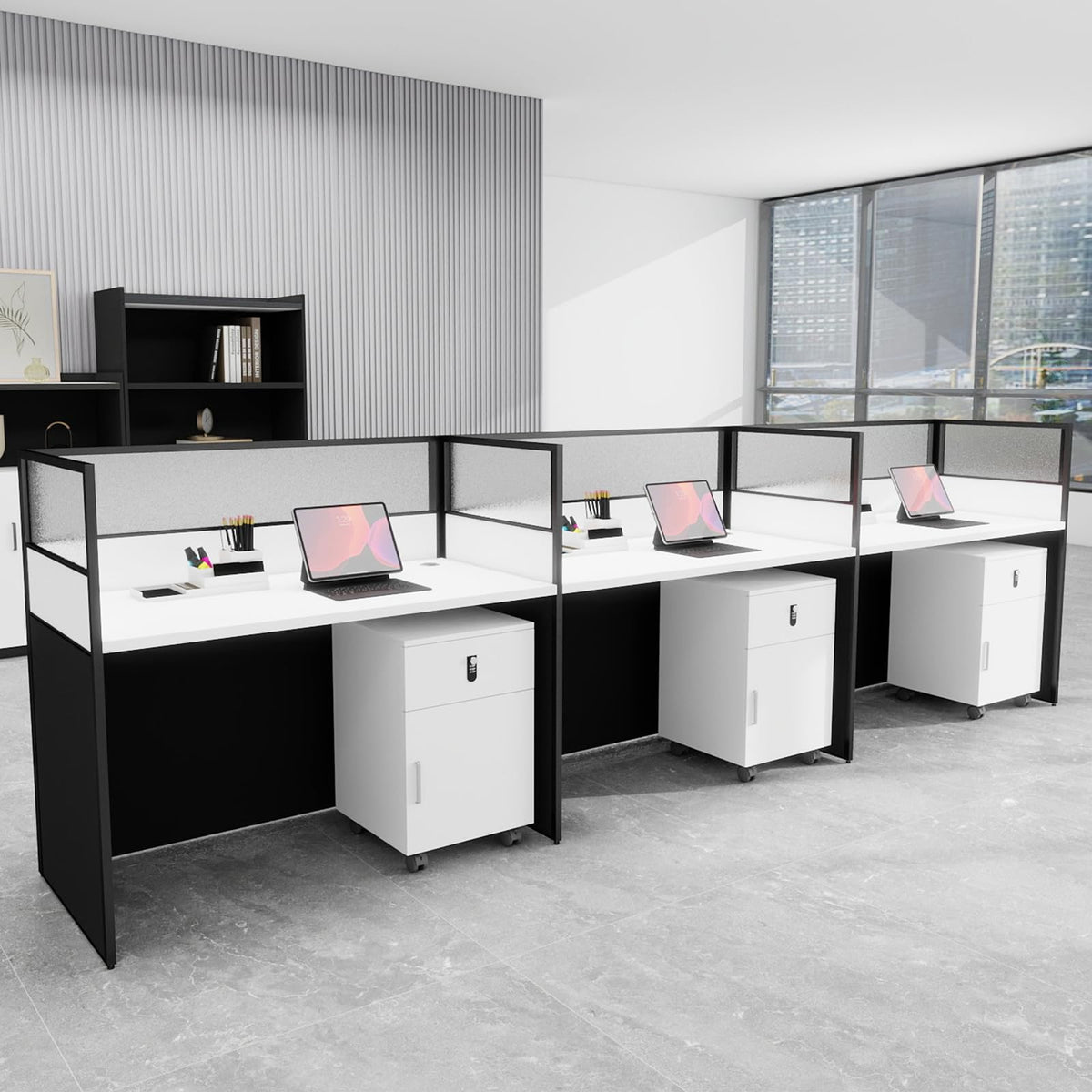 Office Cubicle Workstation with Privacy Panels