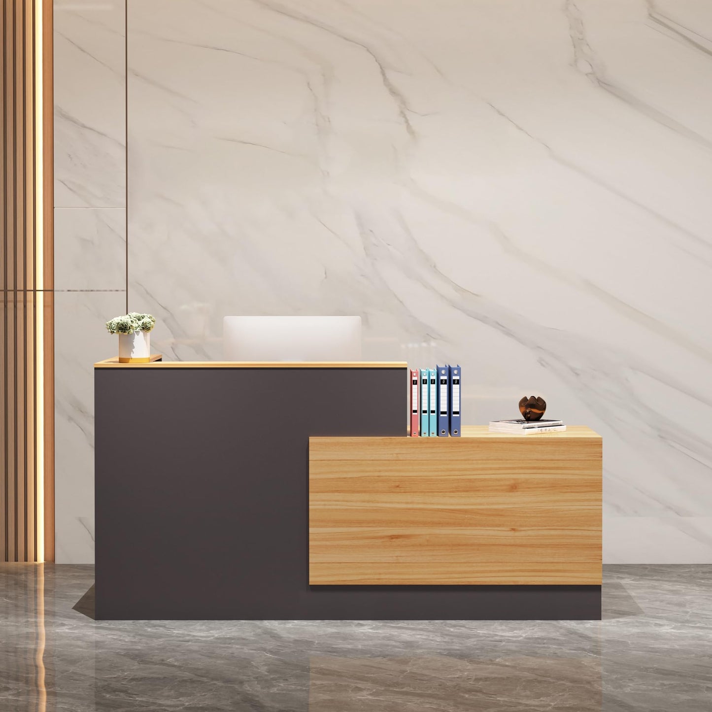 L-Shaped Reception Desk with Lockable Storage