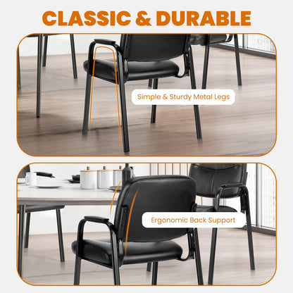 Leather Reception Guest Chair with Padded Arms
