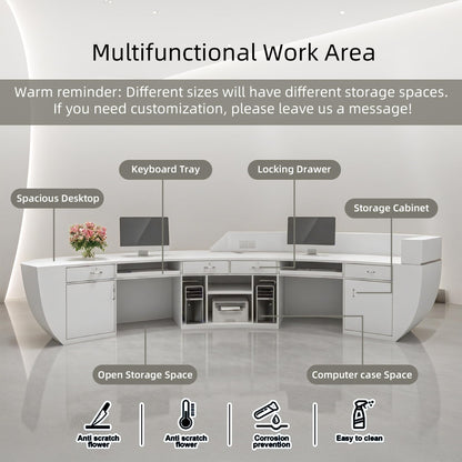 Modern Reception Desk with Curved Counter Design