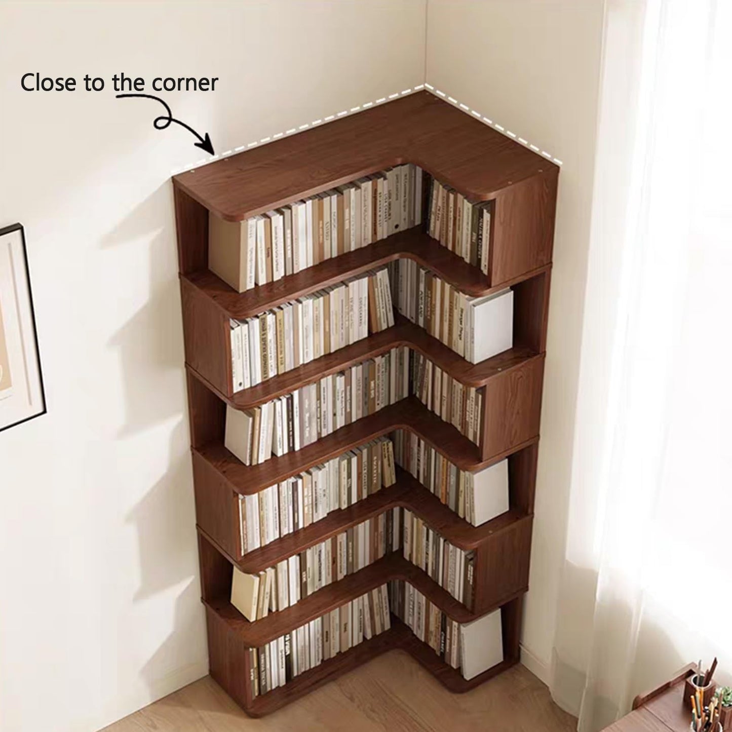 L-Shaped Corner Bookshelf Storage Rack