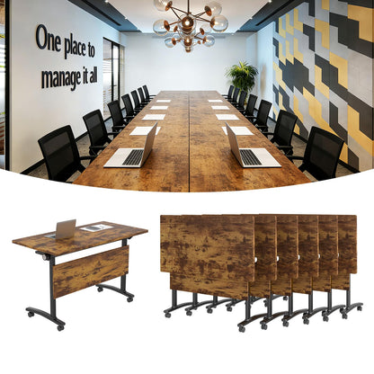 Mobile Folding Conference Table with Wheels