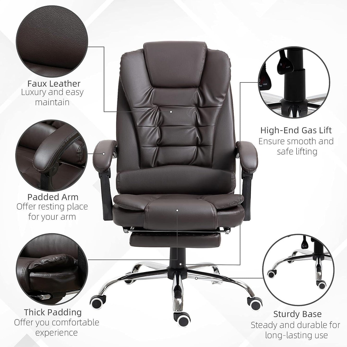 High Back Executive Office Chair with Footrest