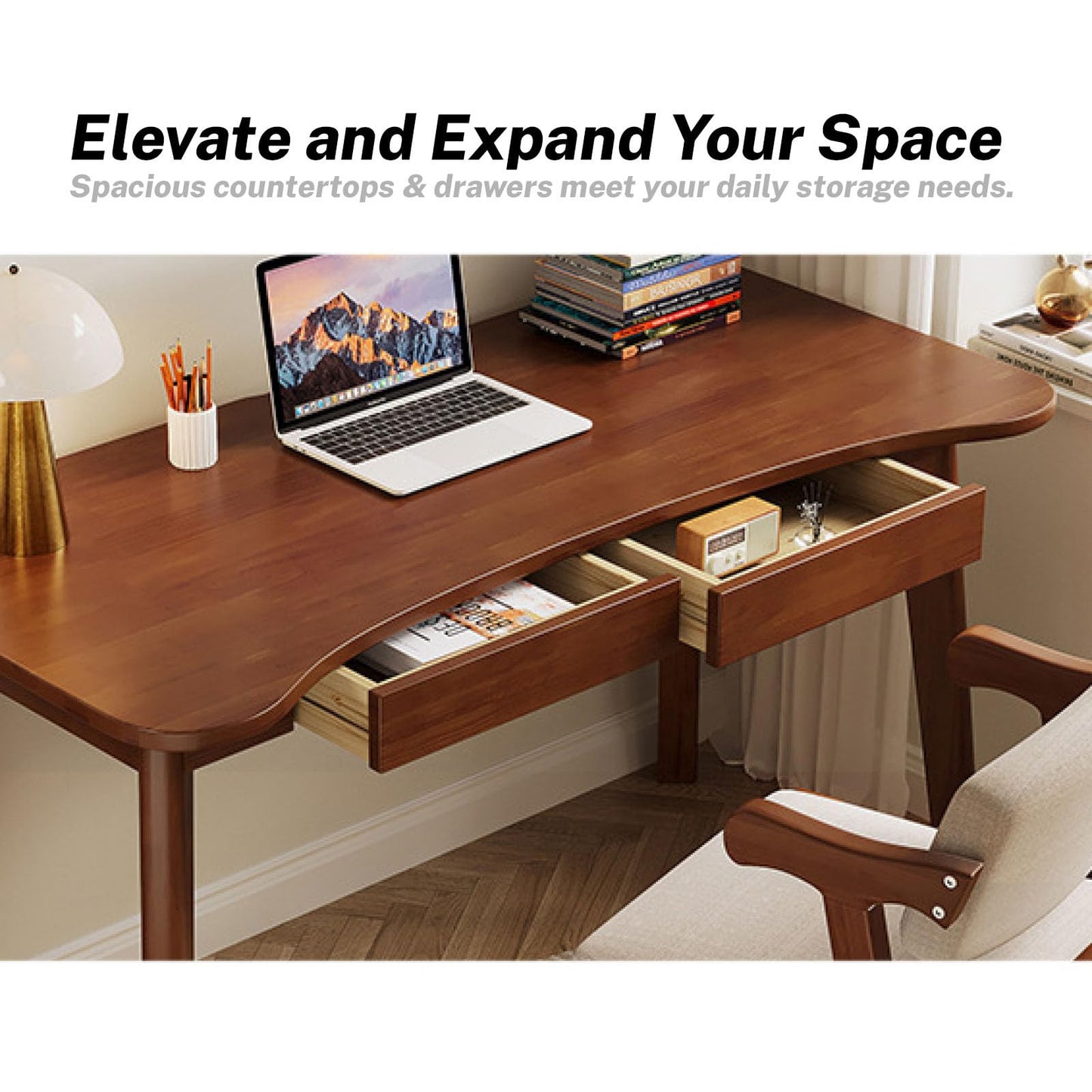 Solid Oak Writing Desk with Storage Drawers