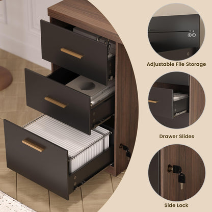 Executive Standing Desk with Hutch, File Cabinet & Charging Station