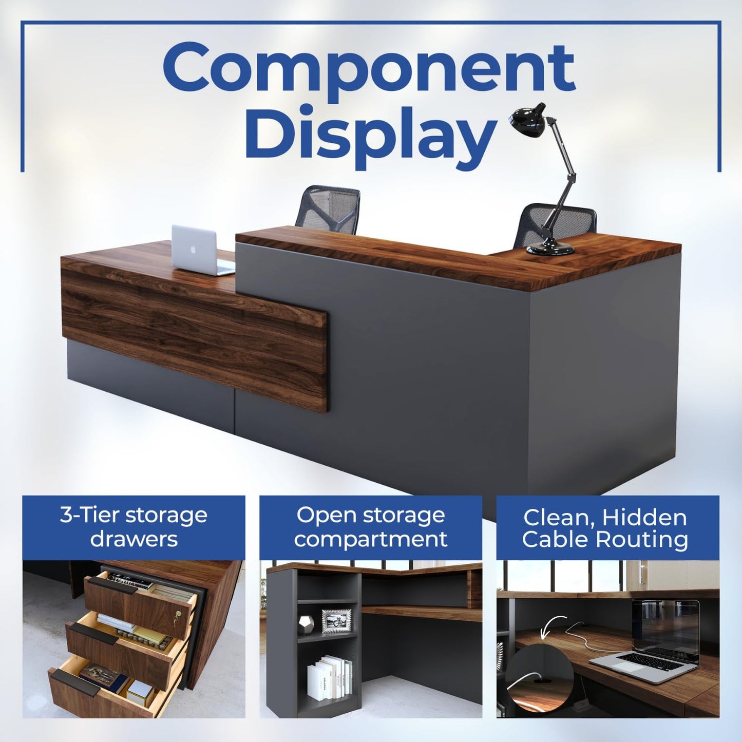 Corner Reception Desk with Lockable Storage