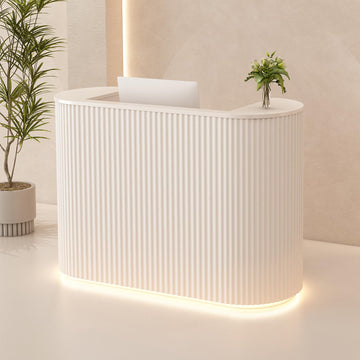 Reception Desk with Storage Cabinet & LED Lighting