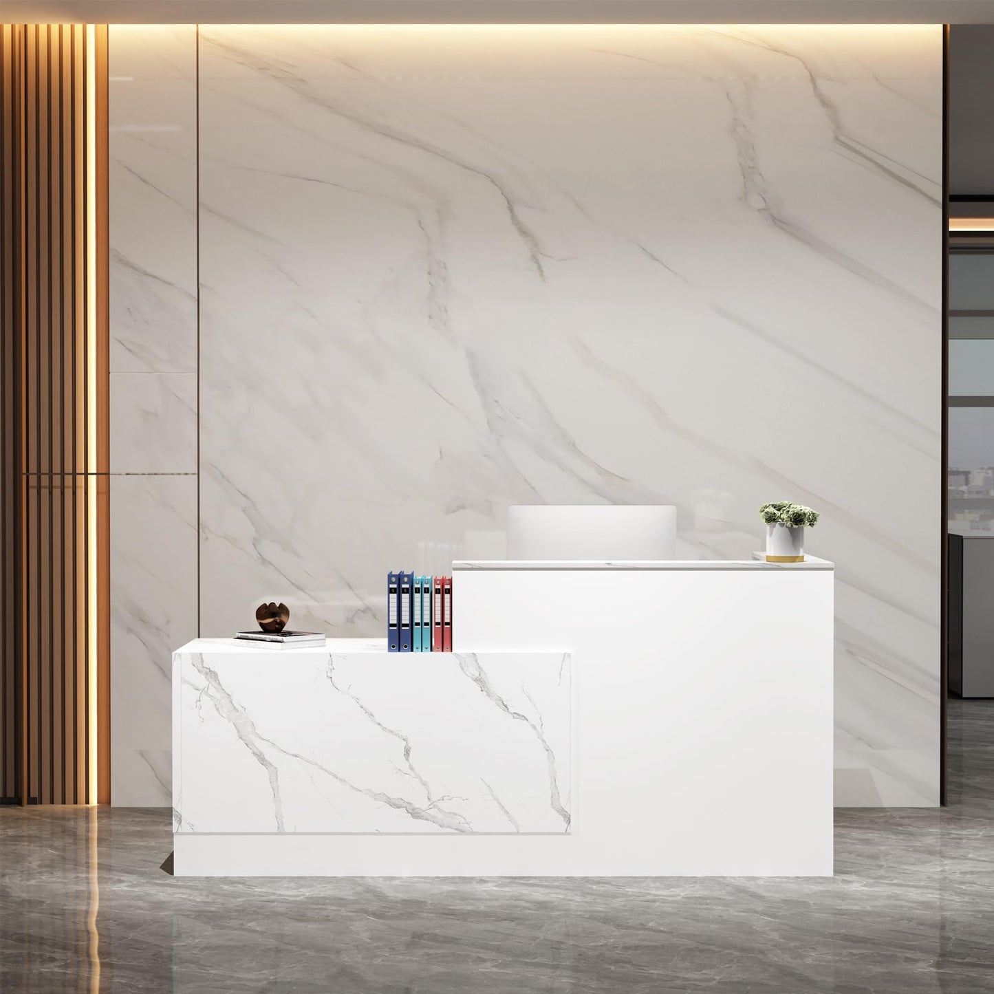 L-Shaped Reception Desk with Lockable Storage
