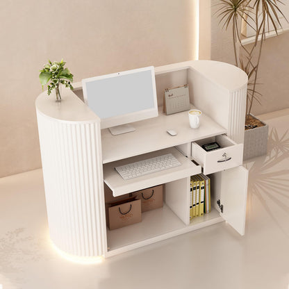 Reception Desk with Storage Cabinet & LED Lighting