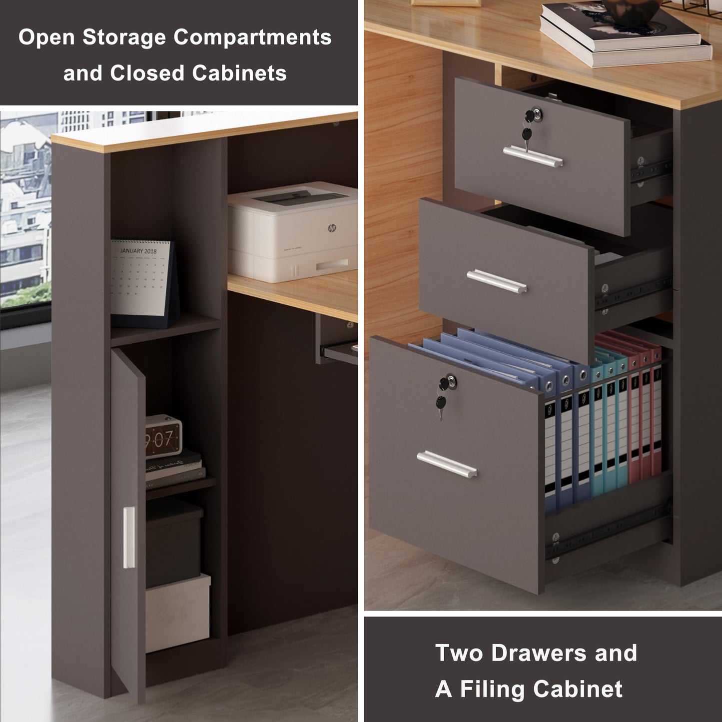 L-Shaped Reception Desk with Lockable Storage