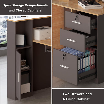 L-Shaped Reception Desk with Lockable Storage
