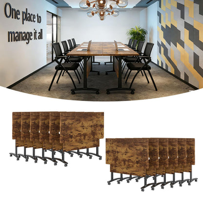 Modular Mobile Conference Table with Flip Top
