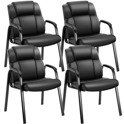 Leather Reception Guest Chair with Padded Arms
