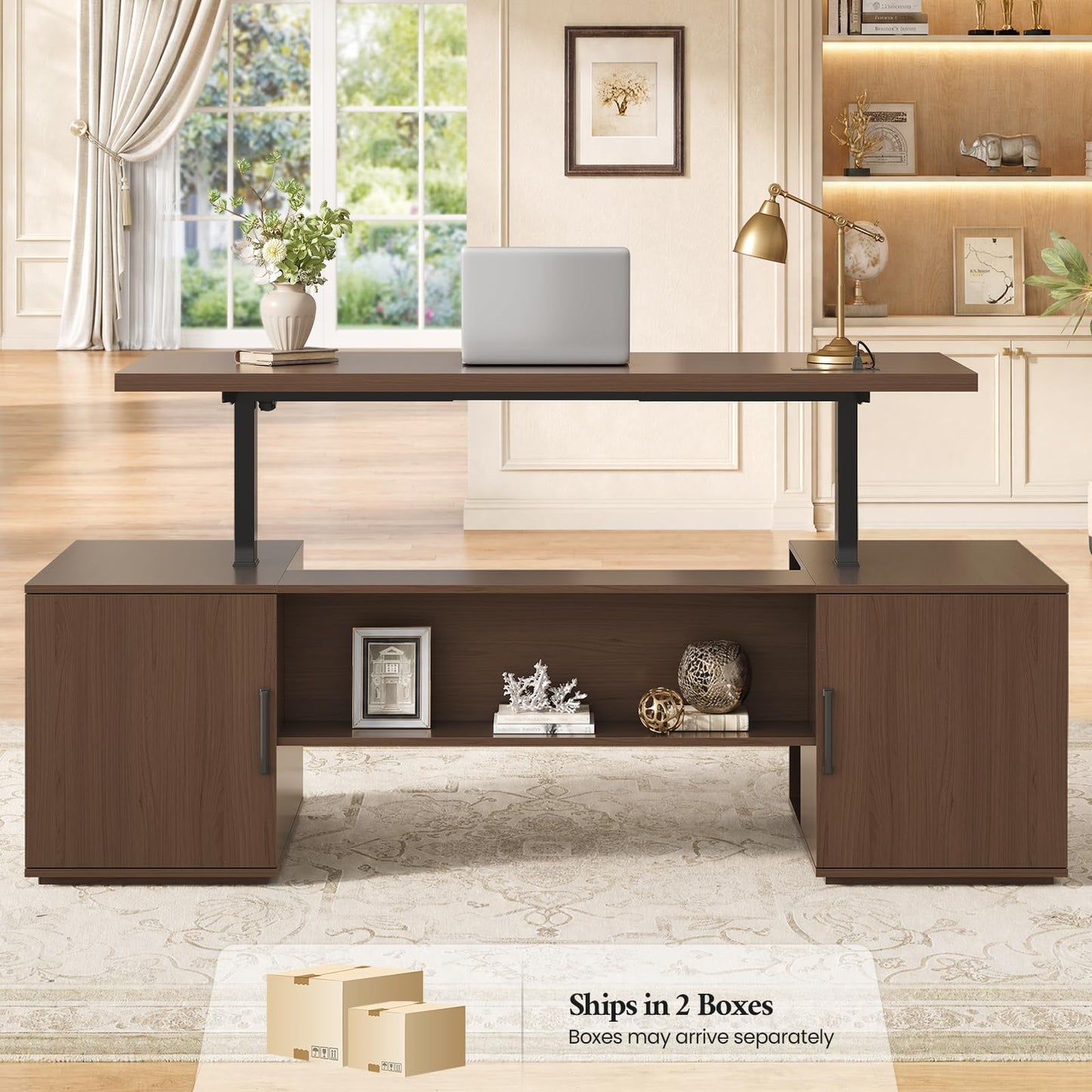 Electric Standing Desk with Drawers & Storage