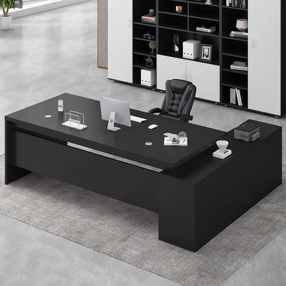 Executive L-Shaped Office Desk with Storage Cabinets