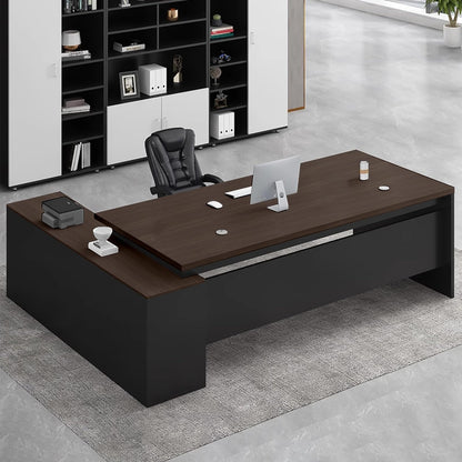 Executive L-Shaped Office Desk with Storage Cabinets
