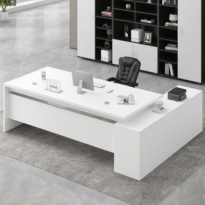 Executive L-Shaped Office Desk with Storage Cabinets