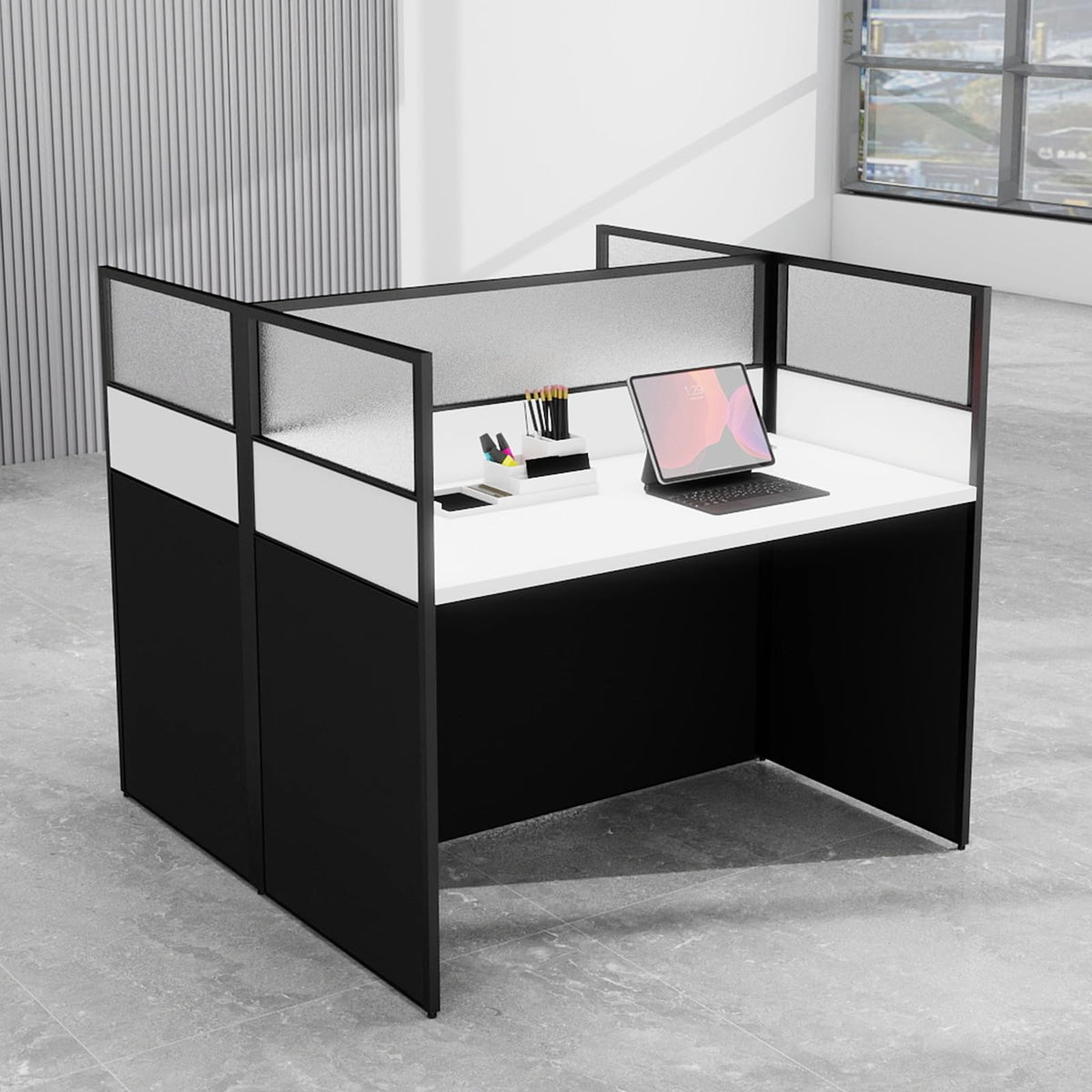 Office Cubicle Workstation with Privacy Panels