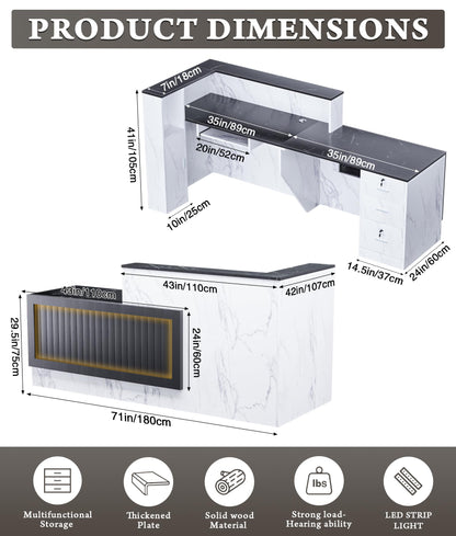 Large L-Shaped Reception Desk with Lockable Storage