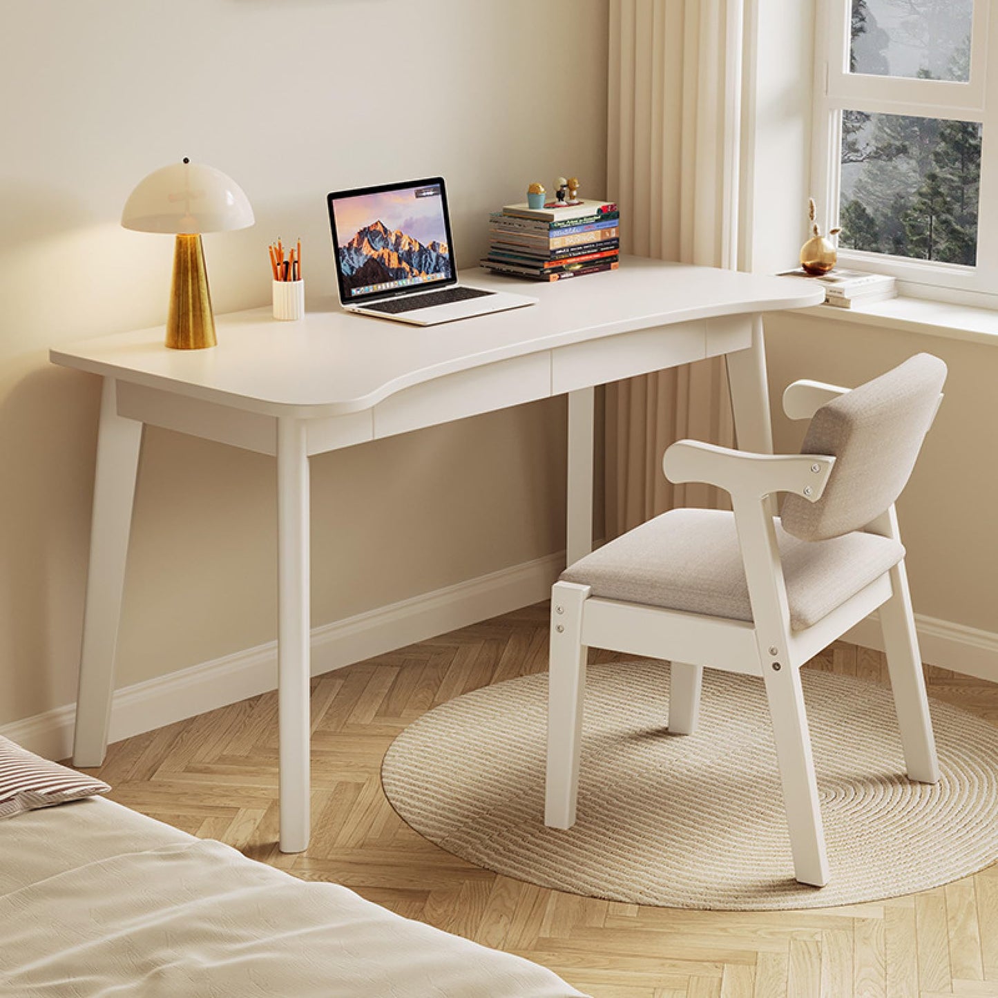 Solid Oak Writing Desk with Storage Drawers
