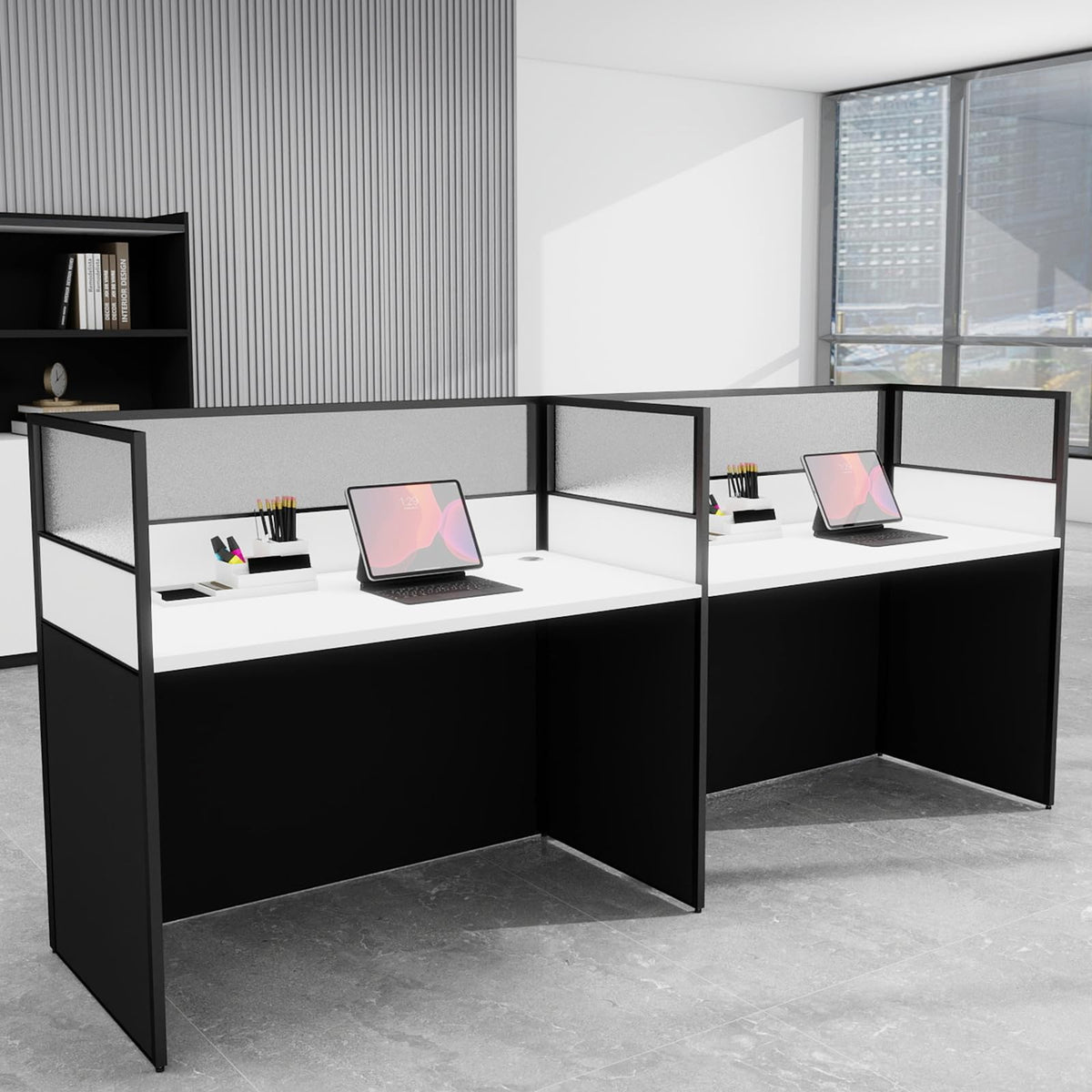 Office Cubicle Workstation with Privacy Panels