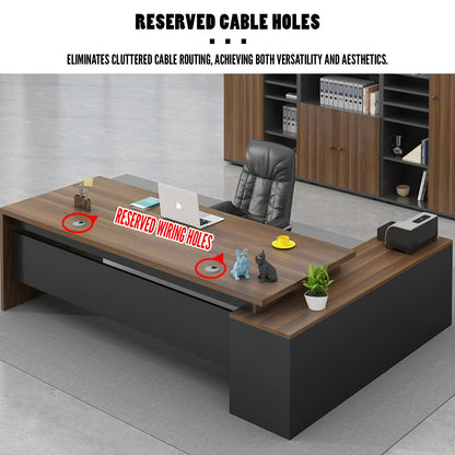 Executive L-Shaped Office Desk with Storage Cabinets
