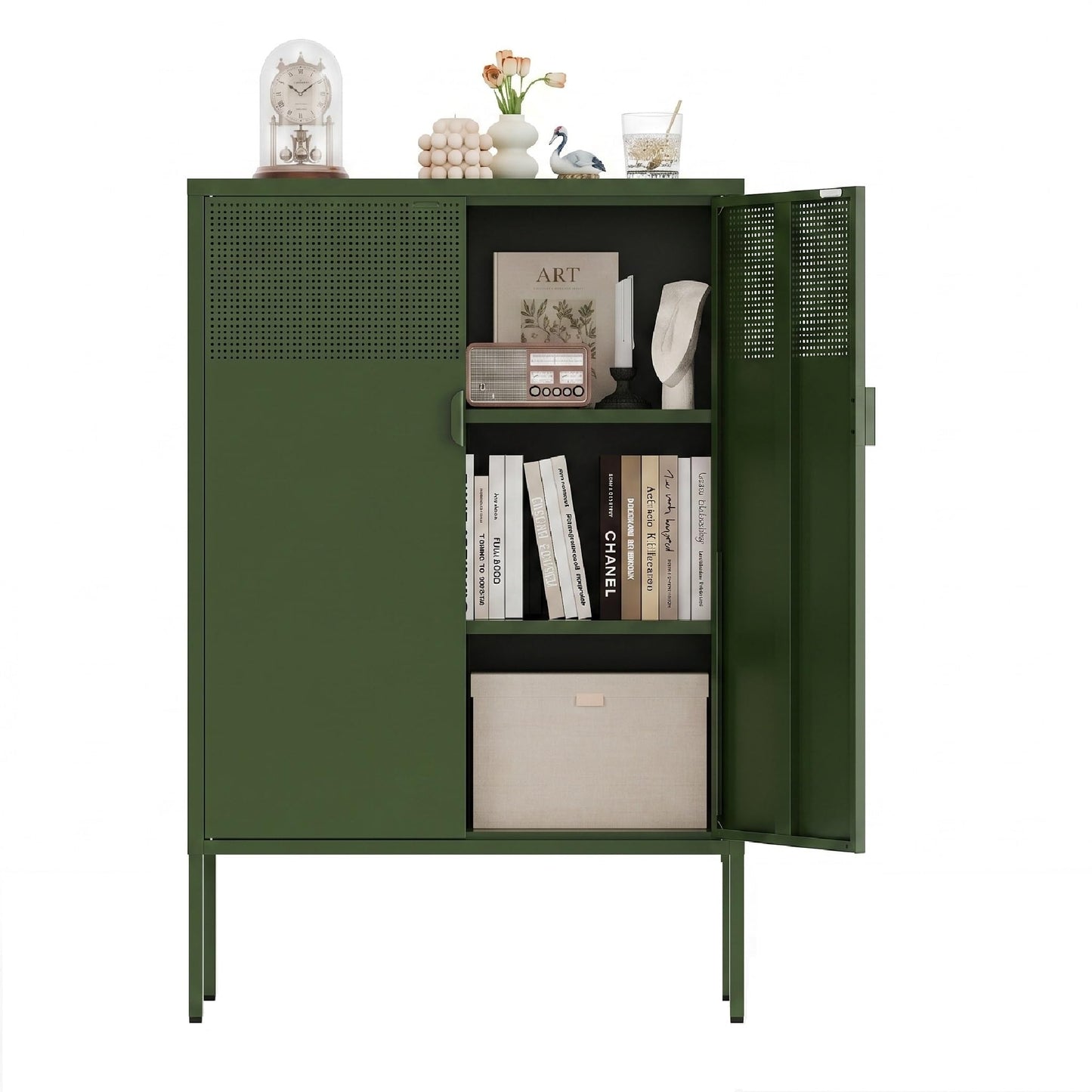 Metal Storage Cabinet with Mesh Doors