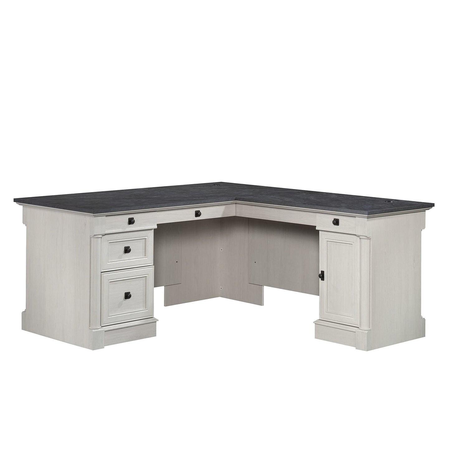 L-Shaped Office Desk with File Storage & Keyboard Tray