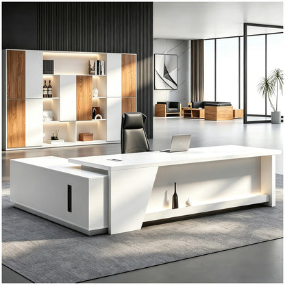 Executive L-Shaped Desk with Storage Cabinets