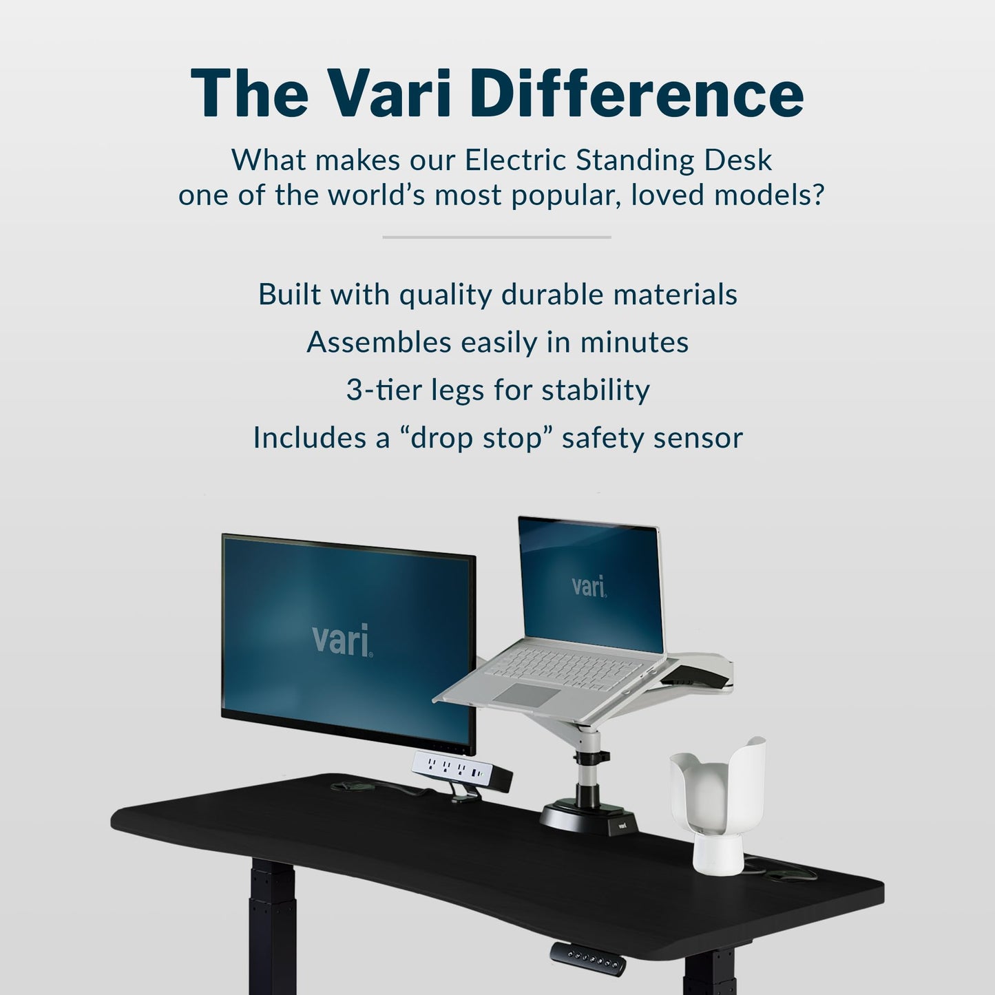 Electric Standing Desk with Ergonomic Curved Top