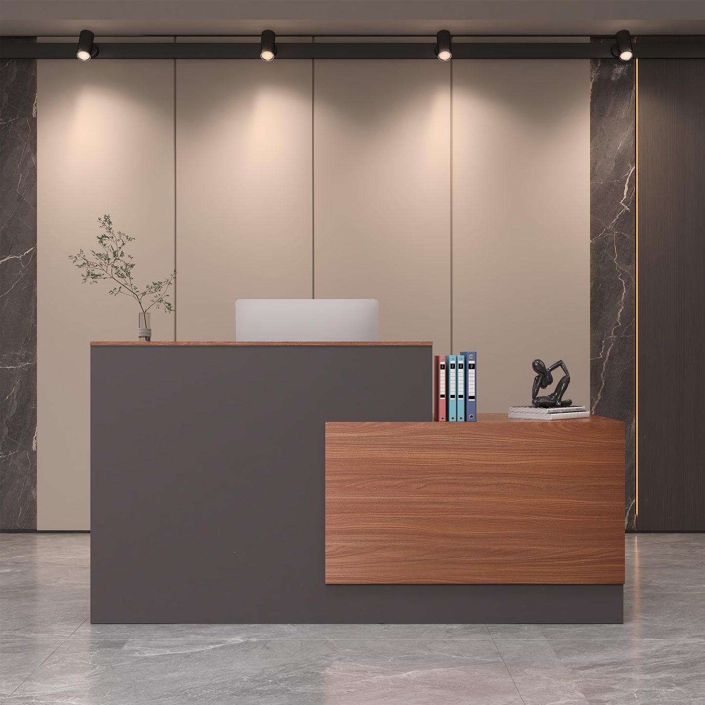 L-Shaped Reception Desk with Lockable Storage