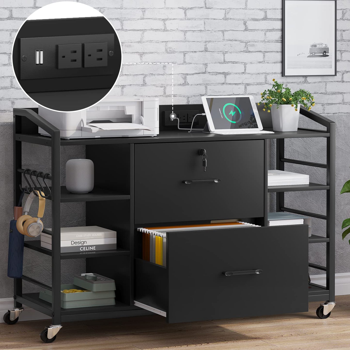 2-Drawer File Cabinet with Adjustable Shelves