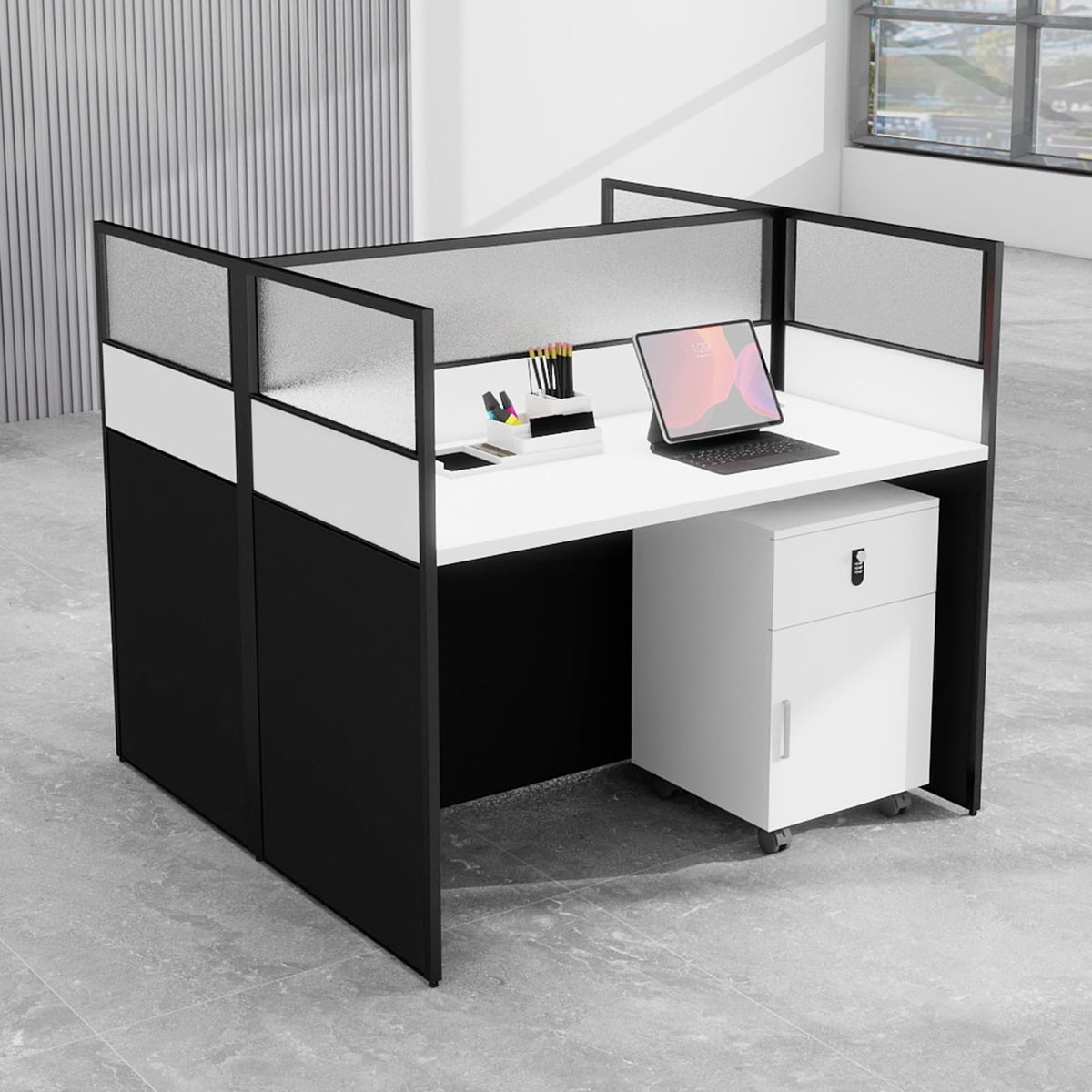 Office Cubicle Workstation with Privacy Panels