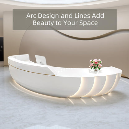 Modern Reception Desk with Curved Counter Design