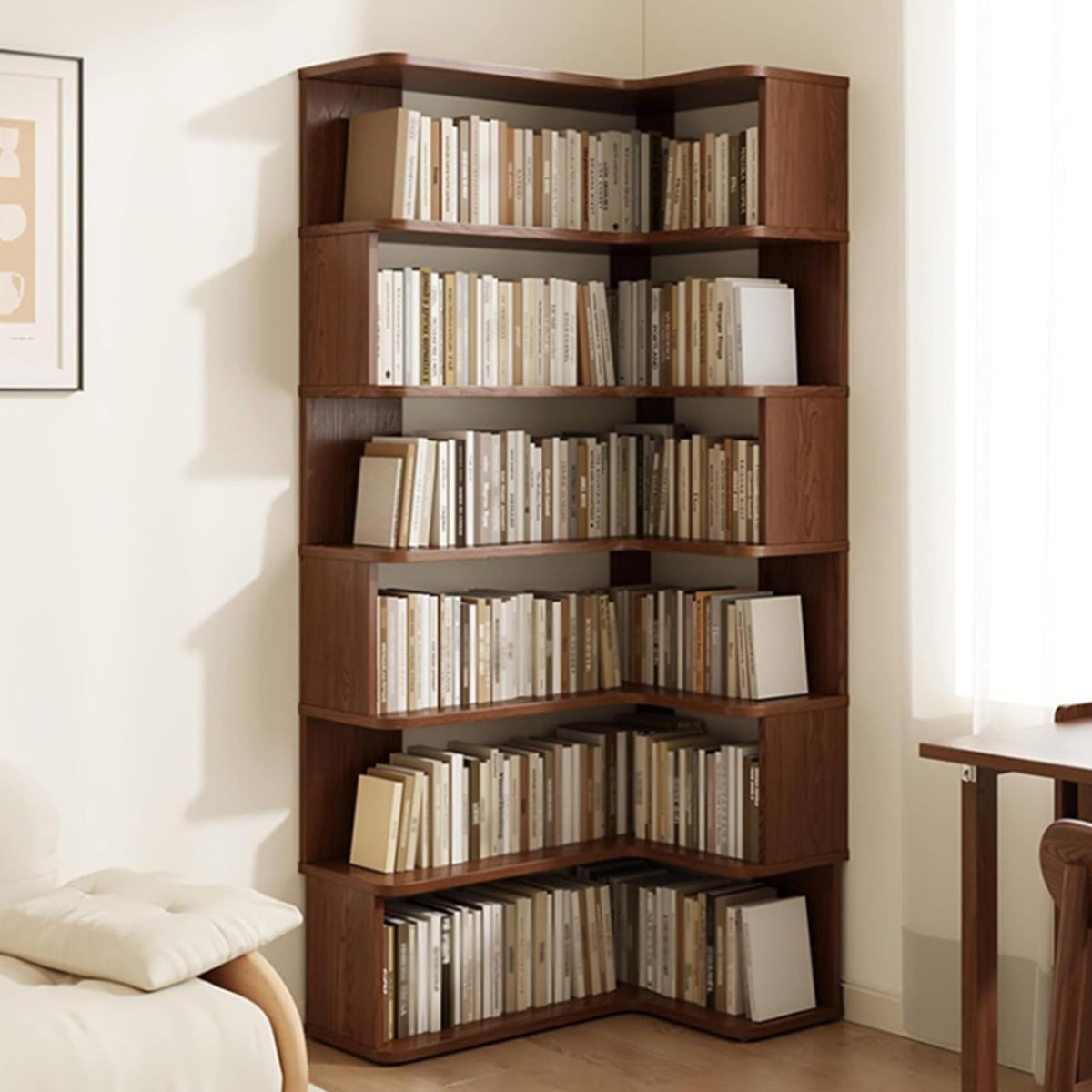 L-Shaped Corner Bookshelf Storage Rack
