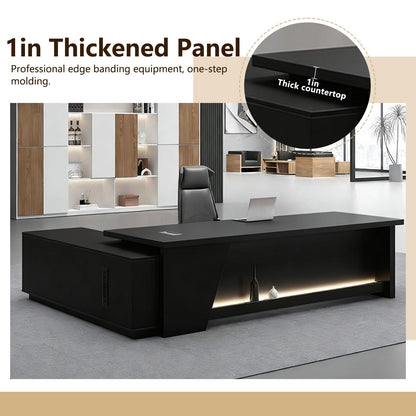 Executive L-Shaped Desk with Storage Cabinets