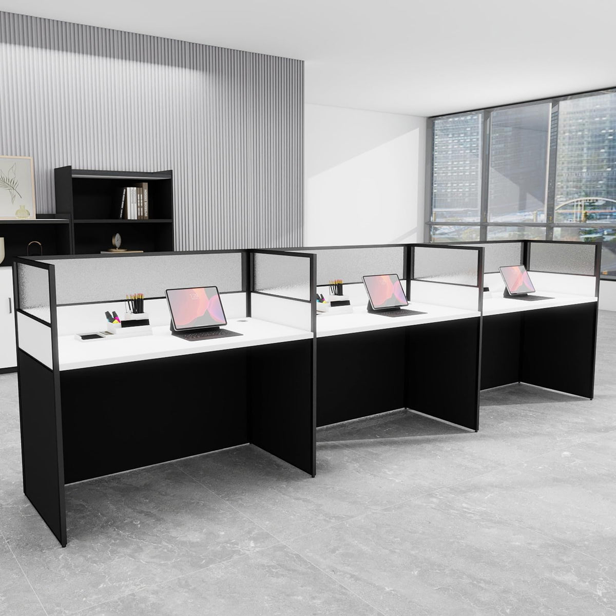 Office Cubicle Workstation with Privacy Panels