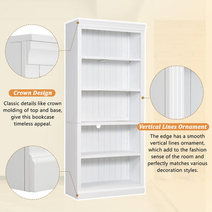 Tall Bookcase with LED Lighting & Adjustable Shelves