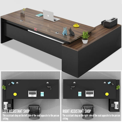 Executive L-Shaped Office Desk with Storage Cabinets
