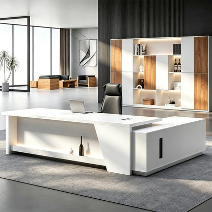 Executive L-Shaped Desk with Storage Cabinets