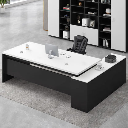 Executive L-Shaped Office Desk with Storage Cabinets