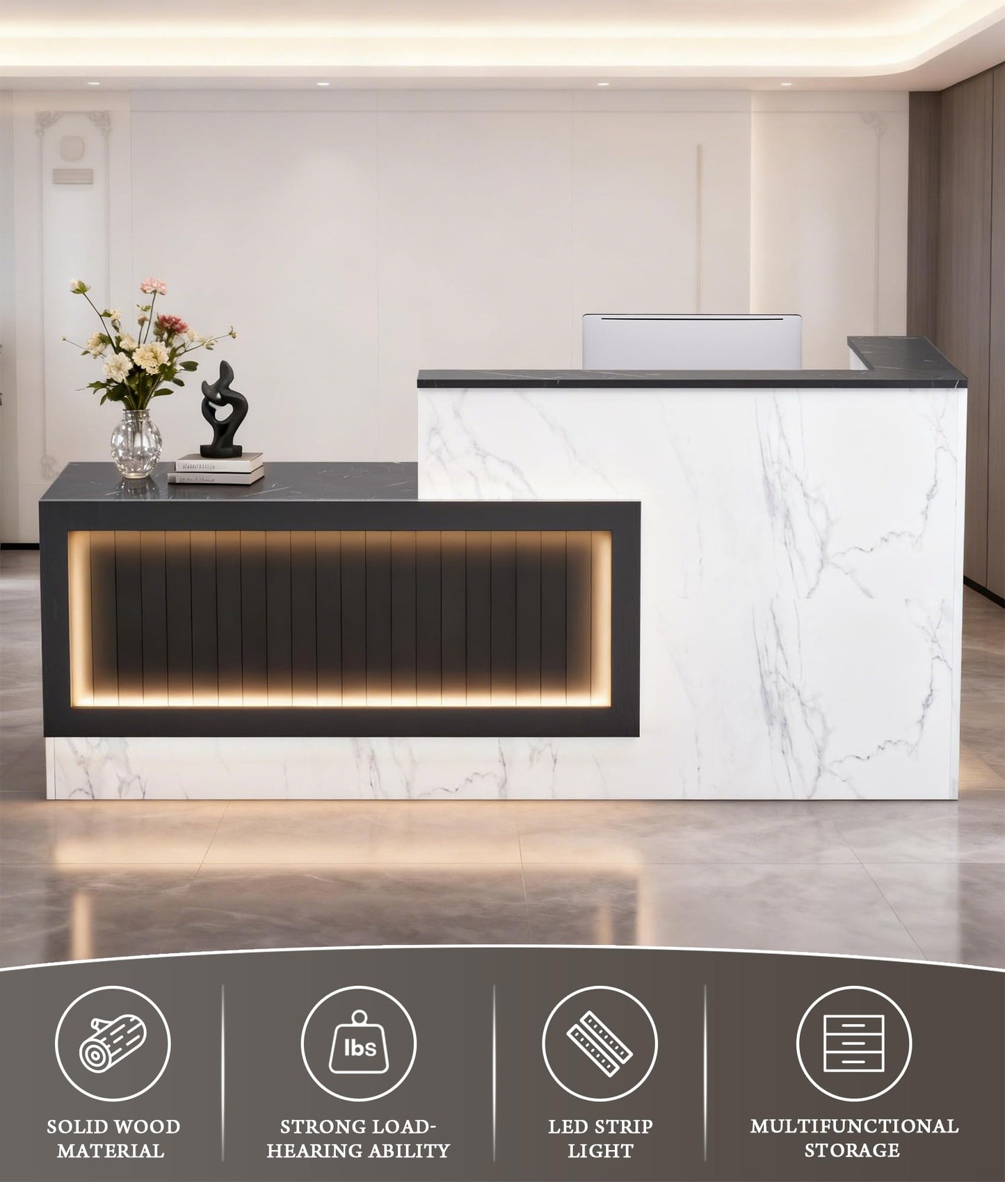 Large L-Shaped Reception Desk with Lockable Storage