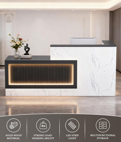 Large L-Shaped Reception Desk with Lockable Storage